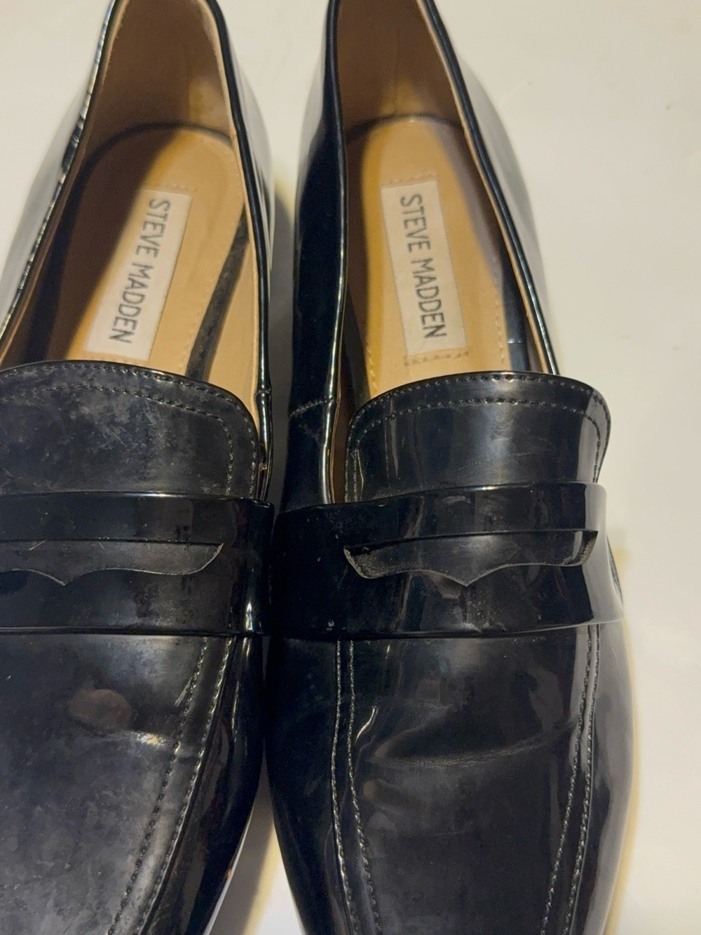 Steve Madden Black Patent Leather Penny Loafers